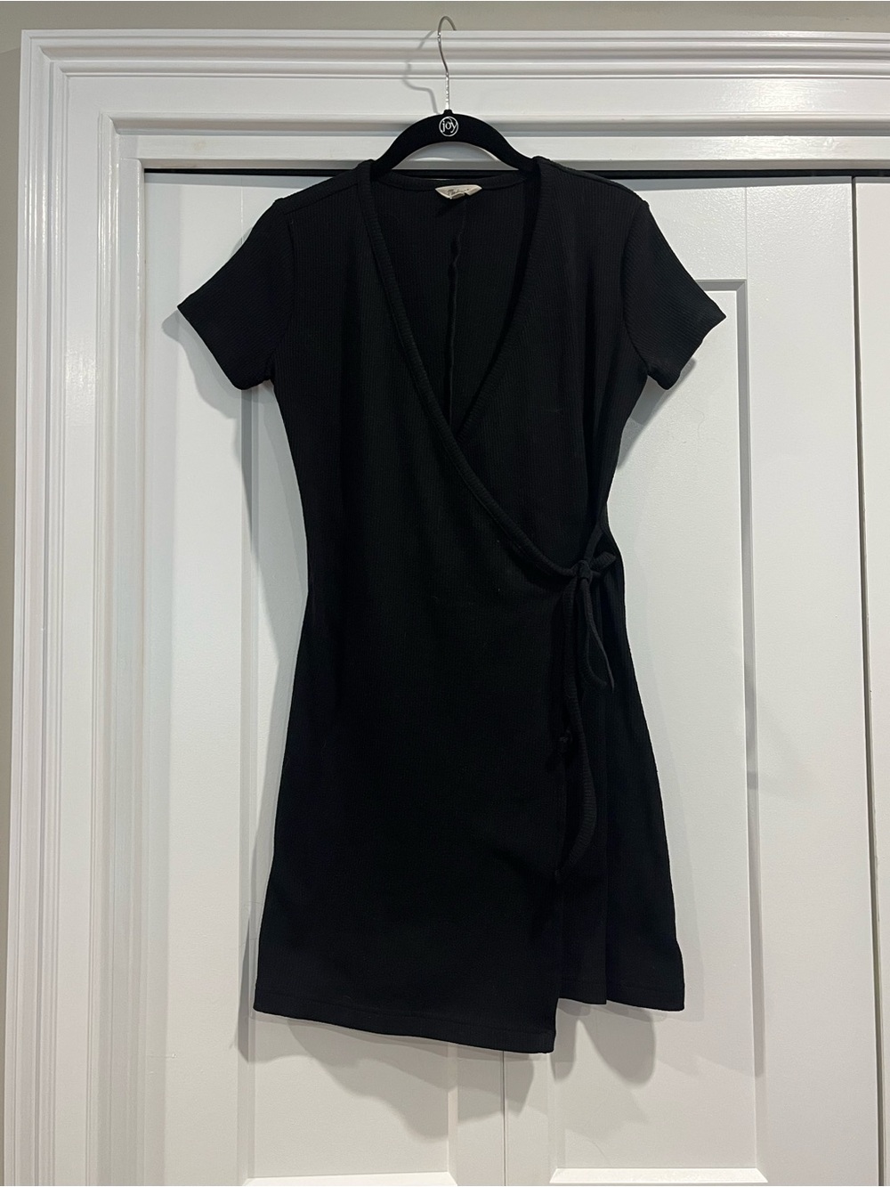 Madewell Black Short Sleeve Wrap Mini Dress